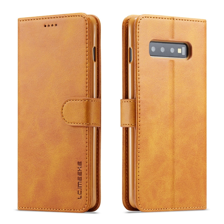 For Galaxy S10 Plus LC.IMEEKE Calf Texture Horizontal Flip Leather Case, with Holder & Card Slots & Wallet(Yellow) - Galaxy Phone Cases by LC.IMEEKE | Online Shopping South Africa | PMC TechLife | Buy Now Pay Later Mobicred