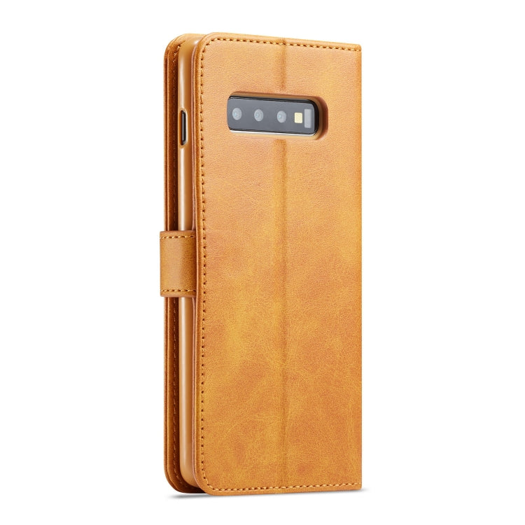 For Galaxy S10 Plus LC.IMEEKE Calf Texture Horizontal Flip Leather Case, with Holder & Card Slots & Wallet(Yellow) - Galaxy Phone Cases by LC.IMEEKE | Online Shopping South Africa | PMC TechLife | Buy Now Pay Later Mobicred