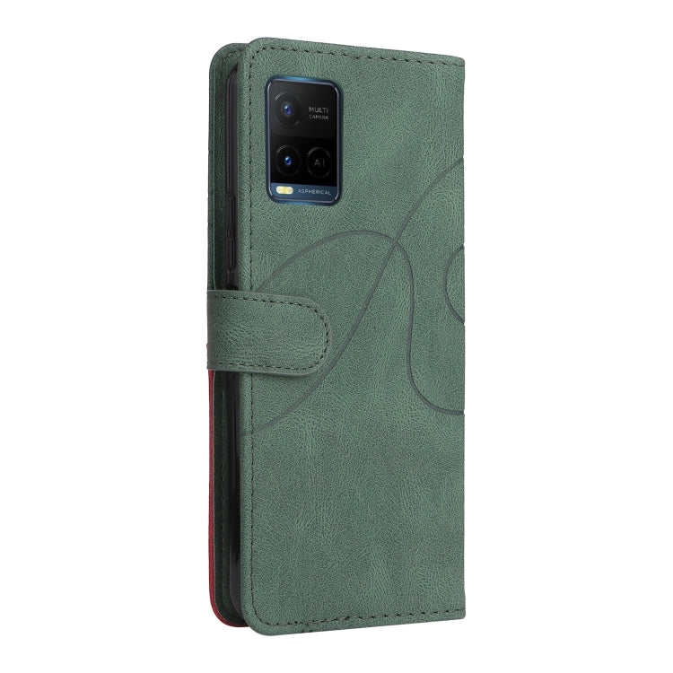 For vivo Y21 2020/Y21s/Y33s Dual-color Splicing Horizontal Flip PU Leather Case with Holder & Card Slots & Wallet(Green) - free shipping - PMC TechLife - Order now!