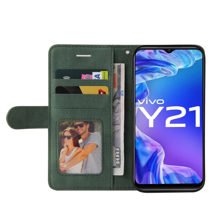 For vivo Y21 2020/Y21s/Y33s Dual-color Splicing Horizontal Flip PU Leather Case with Holder & Card Slots & Wallet(Green) - free shipping - PMC TechLife - Order now!