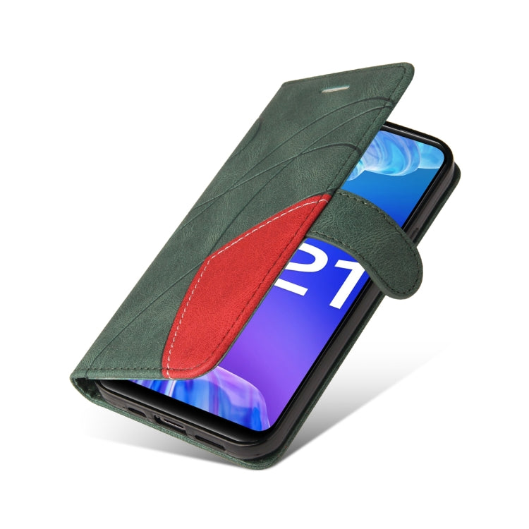 For vivo Y21 2020/Y21s/Y33s Dual-color Splicing Horizontal Flip PU Leather Case with Holder & Card Slots & Wallet(Green) - free shipping - PMC TechLife - Order now!