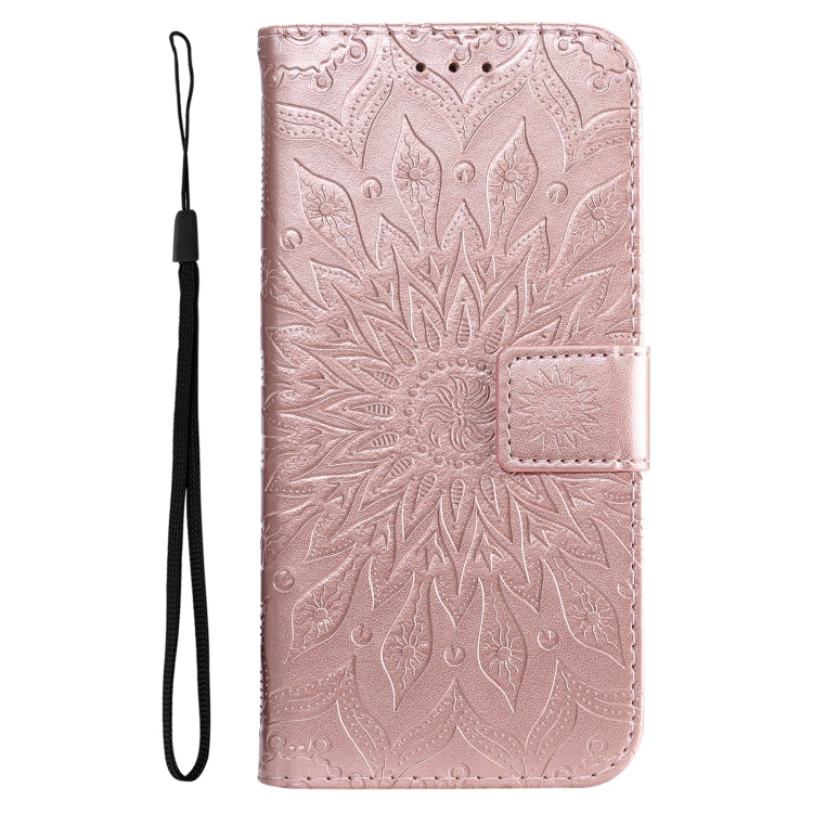 For vivo Y11s/Y12A/Y12s/Y20/Y20A/Y20s/Y20i/Y20G/Y20SG Pressed Printing Sunflower Pattern Horizontal Flip PU Leather Case with Holder & Card Slots & Wallet & Lanyard(Pink) - vivo Cases by PMC TechLife | Online Shopping South Africa | PMC TechLife