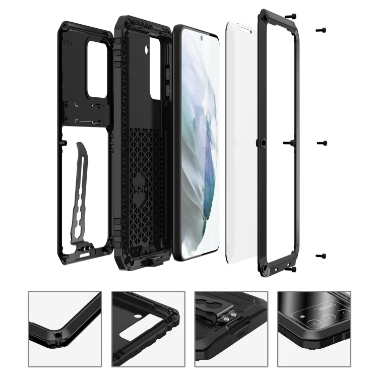 For Samsung Galaxy S21 Ultra 5G Armor Shockproof Splash-proof Dust-proof Phone Case with Holder(Black) - Galaxy S21 Ultra 5G Cases by PMC TechLife | Online Shopping South Africa | PMC TechLife