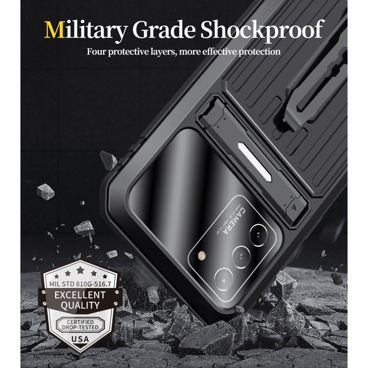 For Samsung Galaxy S21 Ultra 5G Armor Shockproof Splash-proof Dust-proof Phone Case with Holder(Black) - Galaxy S21 Ultra 5G Cases by PMC TechLife | Online Shopping South Africa | PMC TechLife