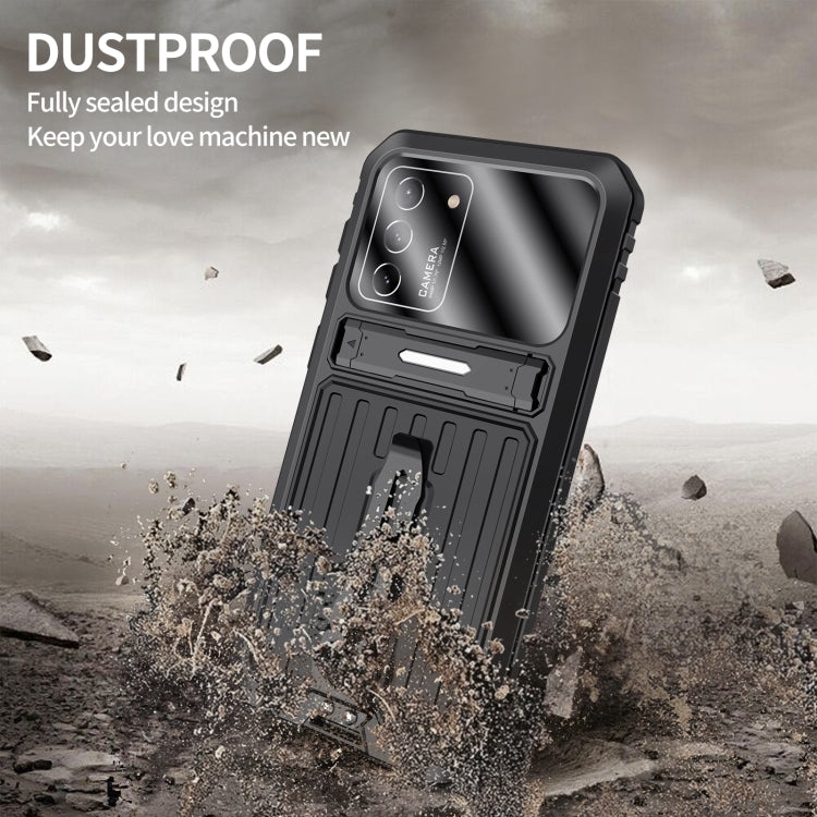 For Samsung Galaxy S21 Ultra 5G Armor Shockproof Splash-proof Dust-proof Phone Case with Holder(Black) - Galaxy S21 Ultra 5G Cases by PMC TechLife | Online Shopping South Africa | PMC TechLife