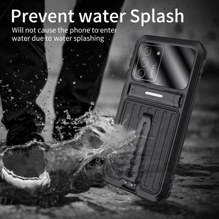For Samsung Galaxy S21 Ultra 5G Armor Shockproof Splash-proof Dust-proof Phone Case with Holder(Black) - Galaxy S21 Ultra 5G Cases by PMC TechLife | Online Shopping South Africa | PMC TechLife