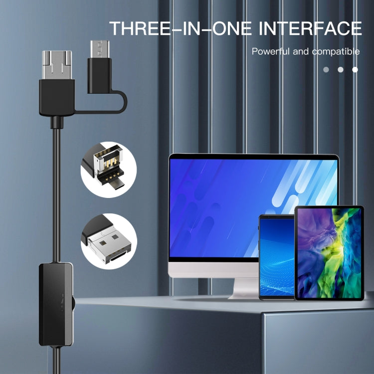 AN100 3 in 1 IP68 Waterproof USB-C / Type-C + Micro USB + USB Dual Cameras Industrial Digital Endoscope with 9 LEDs, Support Android System, Lens Diameter: 8mm, Length:1m Soft Cable - free shipping - PMC Jewellery - Order now!