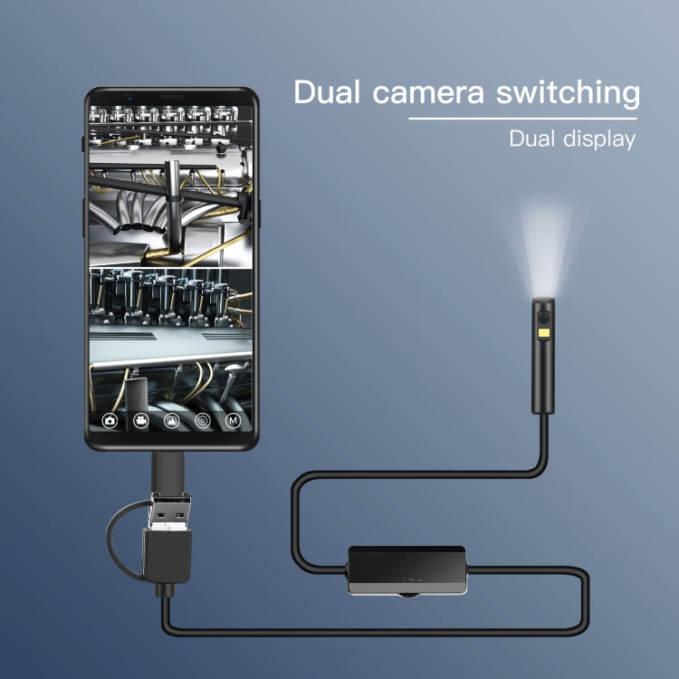 AN100 3 in 1 IP68 Waterproof USB-C / Type-C + Micro USB + USB Dual Cameras Industrial Digital Endoscope with 9 LEDs, Support Android System, Lens Diameter: 8mm, Length:1m Hard Cable -  by PMC TechLife | Online Shopping South Africa | PMC TechLife | Buy Now Pay Later Mobicred