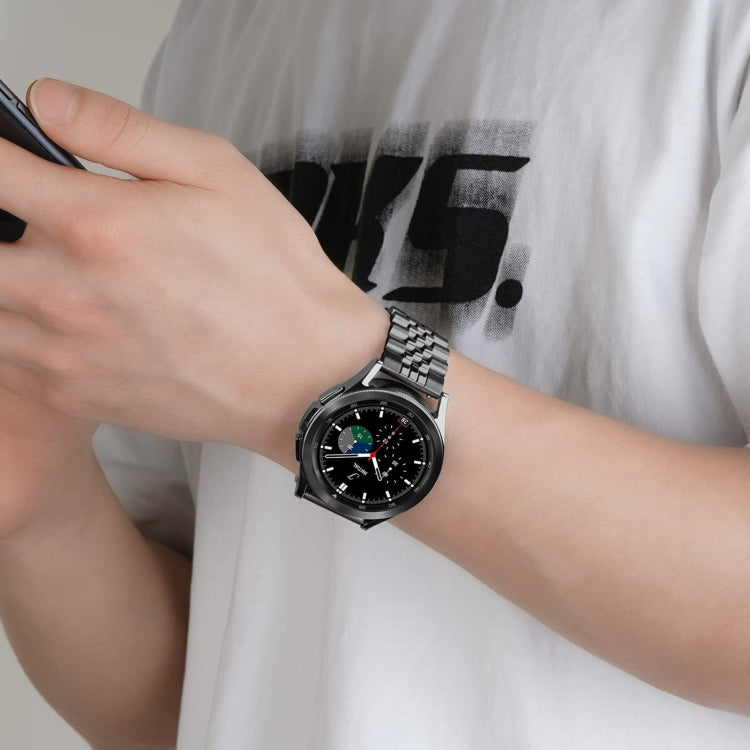 20mm Five-bead Stainless Steel Watch Band (Black Silver) - free shipping - PMC TechLife - Order now!