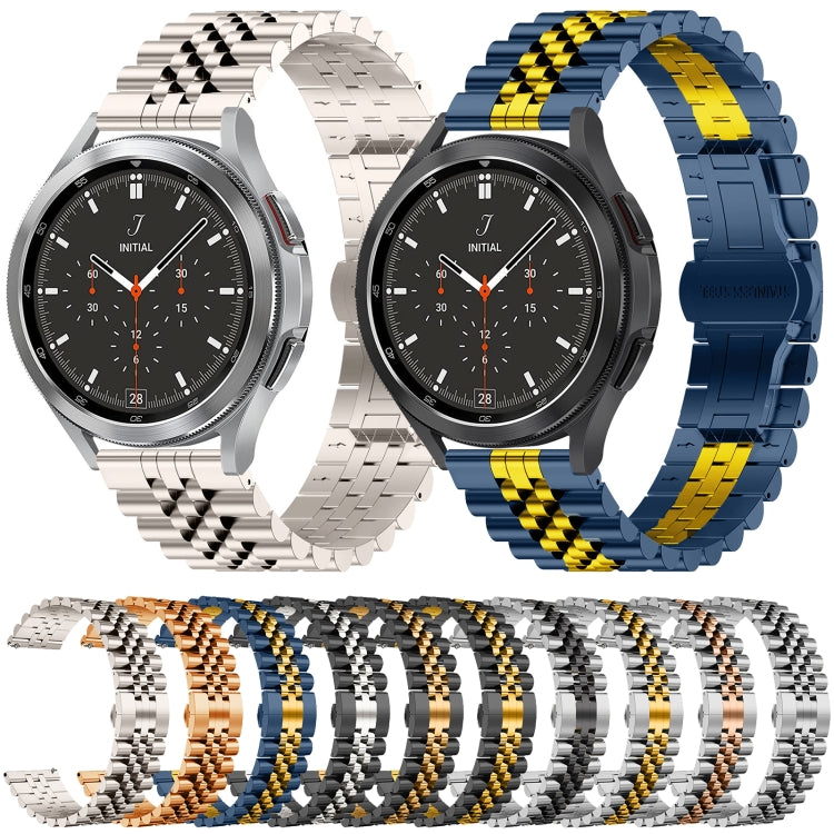 20mm Five-bead Stainless Steel Watch Band (Black Silver) - free shipping - PMC TechLife - Order now!