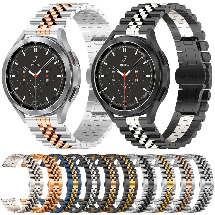 22mm Five-bead Stainless Steel Watch Band (Black Silver) - free shipping - PMC TechLife - Order now!