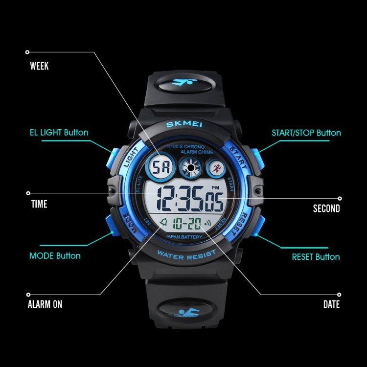 SKMEI 1451 LED Digital Stopwatch Chronograph Luminous Children Sports Electronic Watch(Yellow Shell Blue Circle) - free shipping - PMC TechLife - Order now!