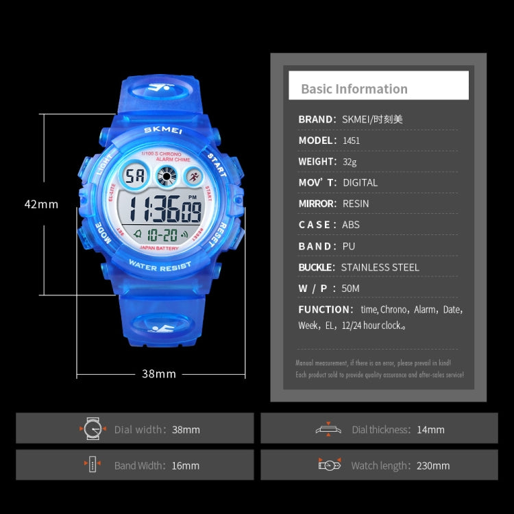 SKMEI 1451 LED Digital Stopwatch Chronograph Luminous Children Sports Electronic Watch(Yellow Shell Blue Circle) - free shipping - PMC TechLife - Order now!