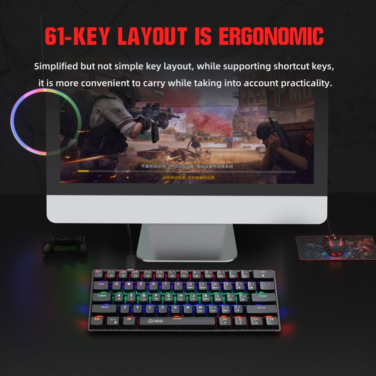 HXSJ V900 61 Keys Cool Lighting Effect Mechanical Wired Keyboard(Black) - free shipping - PMC Jewellery - Order now!