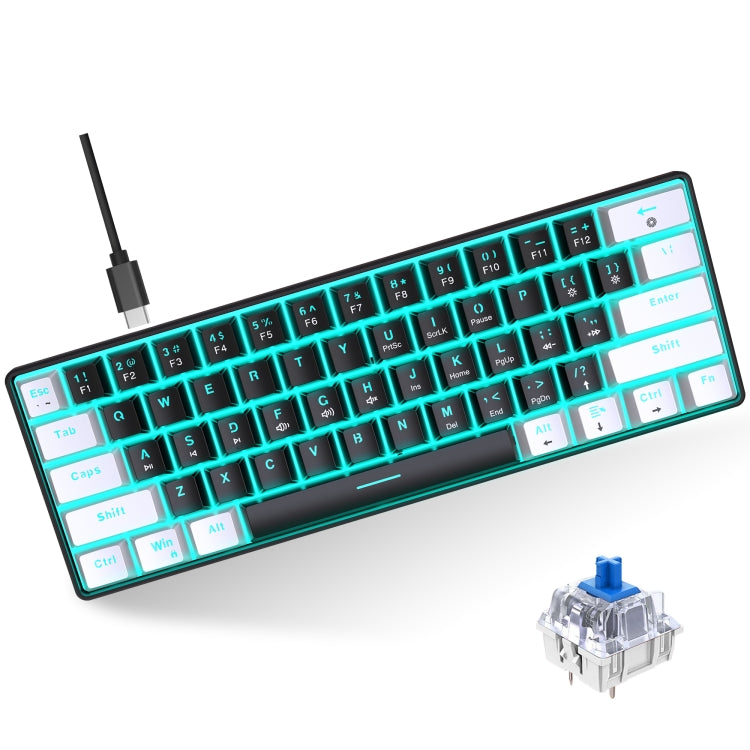 HXSJ V900 61 Keys Cool Lighting Effect Mechanical Wired Keyboard (Black White) - free shipping - PMC Jewellery - Order now!