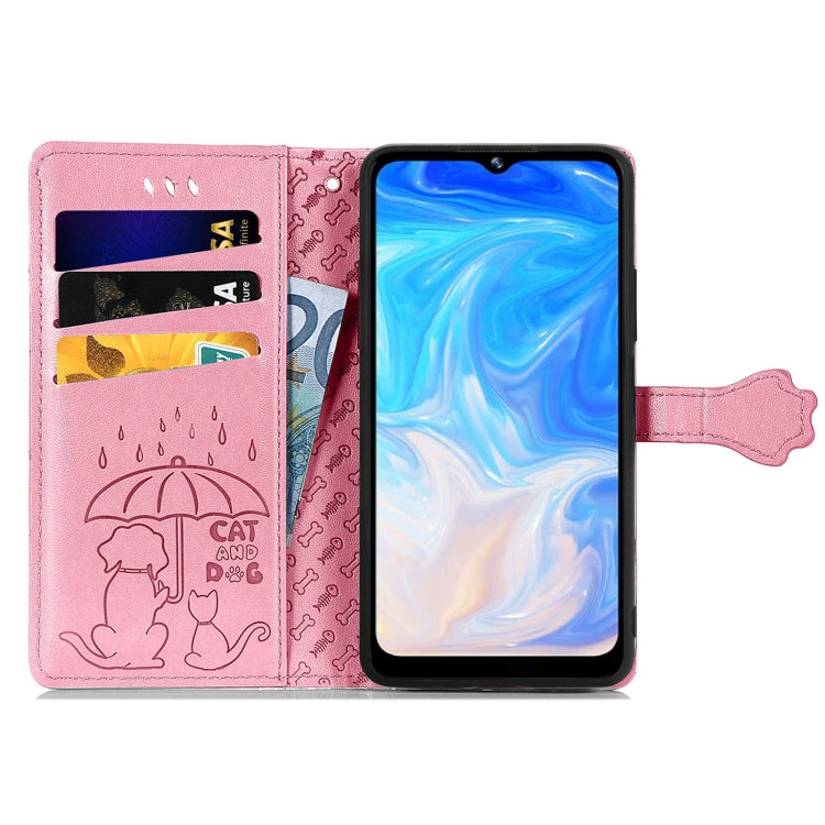 For Doogee N40 Pro Cat and Dog Embossed Horizontal Flip Phone Leather Case with Holder & Card Slot & Wallet & Lanyard(Pink) - More Brand by PMC TechLife | Online Shopping South Africa | PMC TechLife | Buy Now Pay Later Mobicred