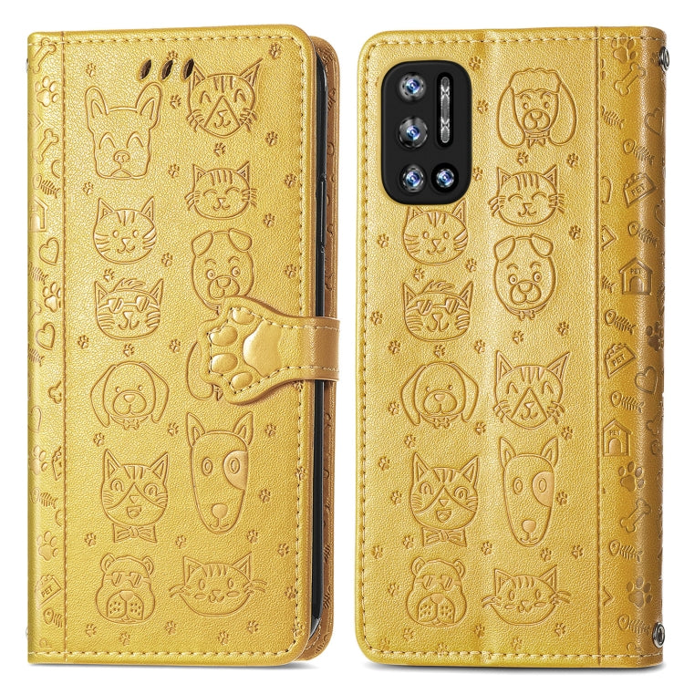 For Doogee N40 Pro Cat and Dog Embossed Horizontal Flip Phone Leather Case with Holder & Card Slot & Wallet & Lanyard(Yellow) - More Brand by PMC TechLife | Online Shopping South Africa | PMC TechLife | Buy Now Pay Later Mobicred