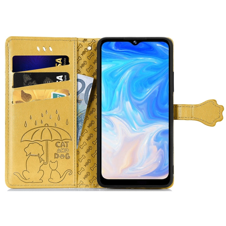 For Doogee N40 Pro Cat and Dog Embossed Horizontal Flip Phone Leather Case with Holder & Card Slot & Wallet & Lanyard(Yellow) - More Brand by PMC TechLife | Online Shopping South Africa | PMC TechLife | Buy Now Pay Later Mobicred