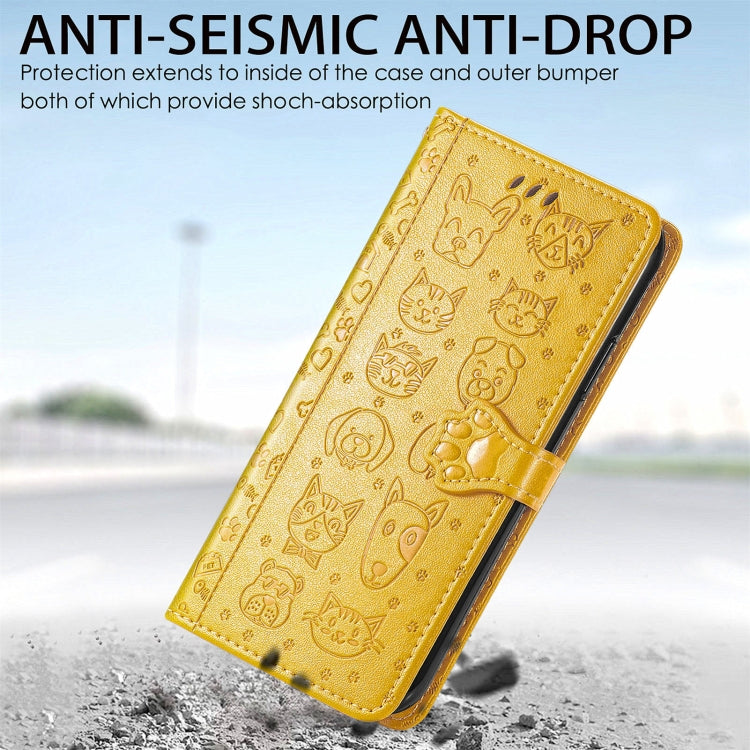 For Doogee N40 Pro Cat and Dog Embossed Horizontal Flip Phone Leather Case with Holder & Card Slot & Wallet & Lanyard(Yellow) - More Brand by PMC TechLife | Online Shopping South Africa | PMC TechLife | Buy Now Pay Later Mobicred