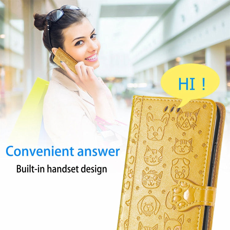 For Doogee N40 Pro Cat and Dog Embossed Horizontal Flip Phone Leather Case with Holder & Card Slot & Wallet & Lanyard(Yellow) - More Brand by PMC TechLife | Online Shopping South Africa | PMC TechLife | Buy Now Pay Later Mobicred