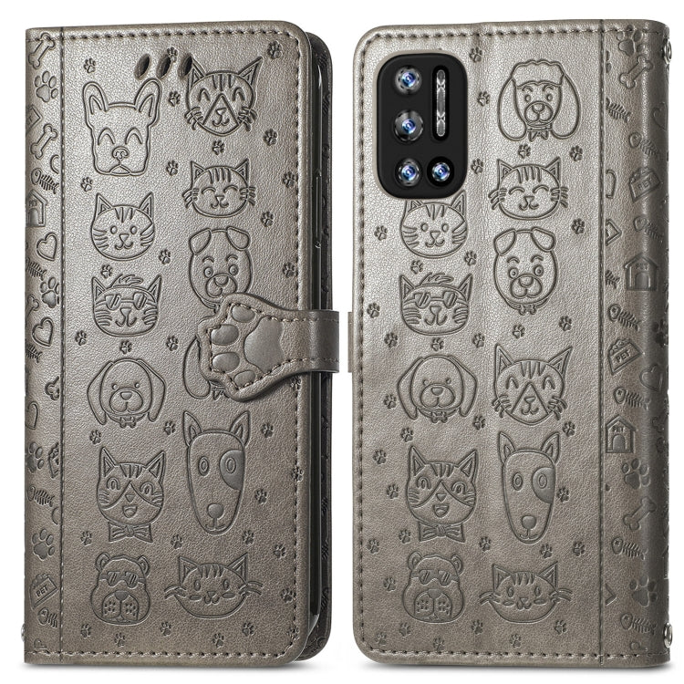 For Doogee N40 Pro Cat and Dog Embossed Horizontal Flip Phone Leather Case with Holder & Card Slot & Wallet & Lanyard(Grey) - More Brand by PMC TechLife | Online Shopping South Africa | PMC TechLife | Buy Now Pay Later Mobicred
