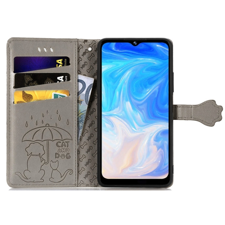 For Doogee N40 Pro Cat and Dog Embossed Horizontal Flip Phone Leather Case with Holder & Card Slot & Wallet & Lanyard(Grey) - More Brand by PMC TechLife | Online Shopping South Africa | PMC TechLife | Buy Now Pay Later Mobicred