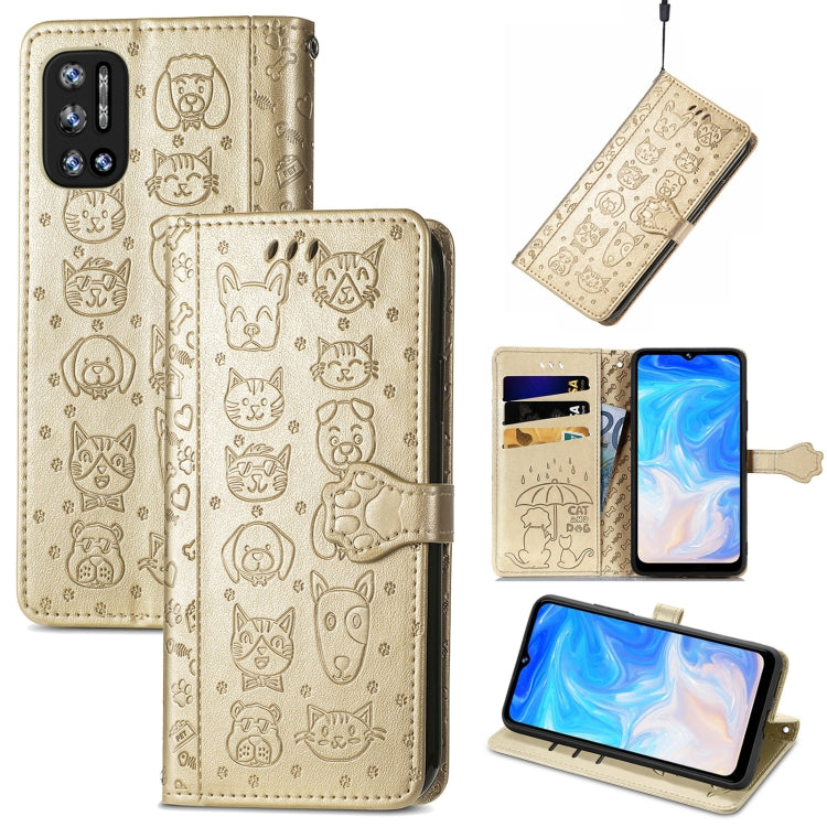 For Doogee N40 Pro Cat and Dog Embossed Horizontal Flip Phone Leather Case with Holder & Card Slot & Wallet & Lanyard(Gold) - More Brand by PMC TechLife | Online Shopping South Africa | PMC TechLife | Buy Now Pay Later Mobicred