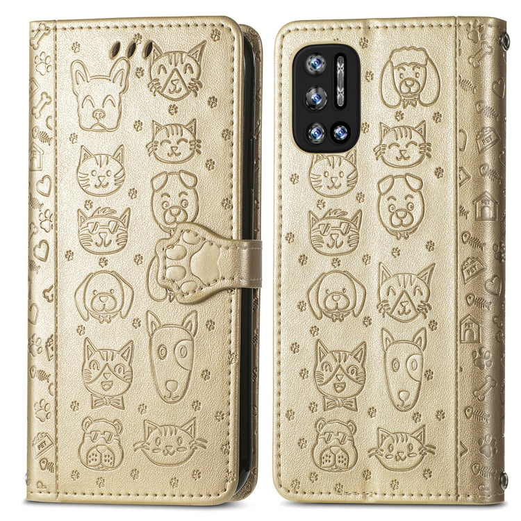 For Doogee N40 Pro Cat and Dog Embossed Horizontal Flip Phone Leather Case with Holder & Card Slot & Wallet & Lanyard(Gold) - More Brand by PMC TechLife | Online Shopping South Africa | PMC TechLife | Buy Now Pay Later Mobicred