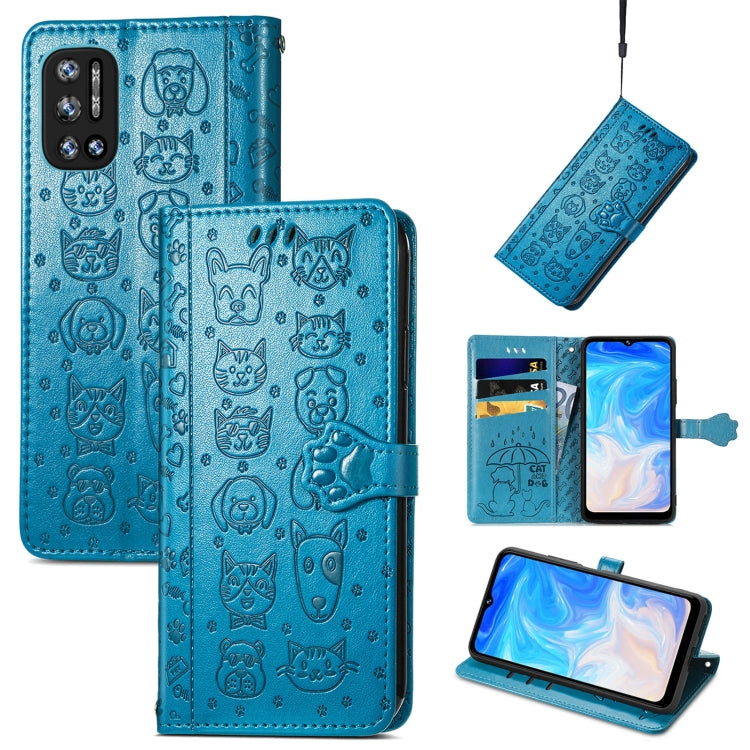 For Doogee N40 Pro Cat and Dog Embossed Horizontal Flip Phone Leather Case with Holder & Card Slot & Wallet & Lanyard(Blue) - free shipping - PMC TechLife - Order now!