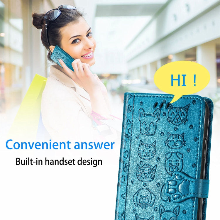 For Doogee N40 Pro Cat and Dog Embossed Horizontal Flip Phone Leather Case with Holder & Card Slot & Wallet & Lanyard(Blue) - free shipping - PMC TechLife - Order now!