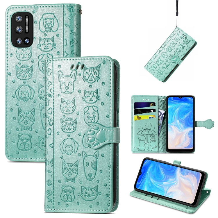 For Doogee N40 Pro Cat and Dog Embossed Horizontal Flip Phone Leather Case with Holder & Card Slot & Wallet & Lanyard(Green) - More Brand by PMC TechLife | Online Shopping South Africa | PMC TechLife | Buy Now Pay Later Mobicred