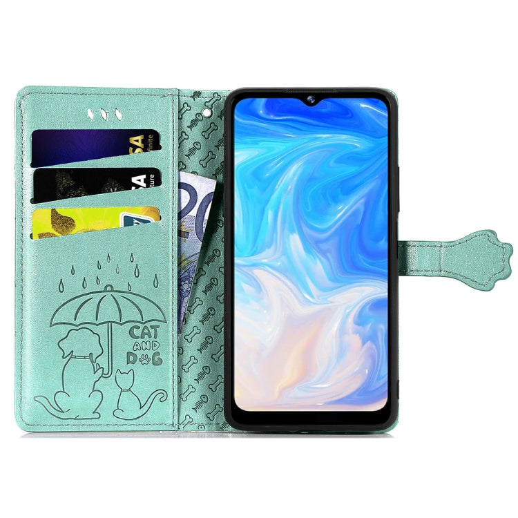 For Doogee N40 Pro Cat and Dog Embossed Horizontal Flip Phone Leather Case with Holder & Card Slot & Wallet & Lanyard(Green) - More Brand by PMC TechLife | Online Shopping South Africa | PMC TechLife | Buy Now Pay Later Mobicred