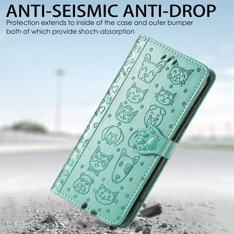 For Doogee N40 Pro Cat and Dog Embossed Horizontal Flip Phone Leather Case with Holder & Card Slot & Wallet & Lanyard(Green) - More Brand by PMC TechLife | Online Shopping South Africa | PMC TechLife | Buy Now Pay Later Mobicred