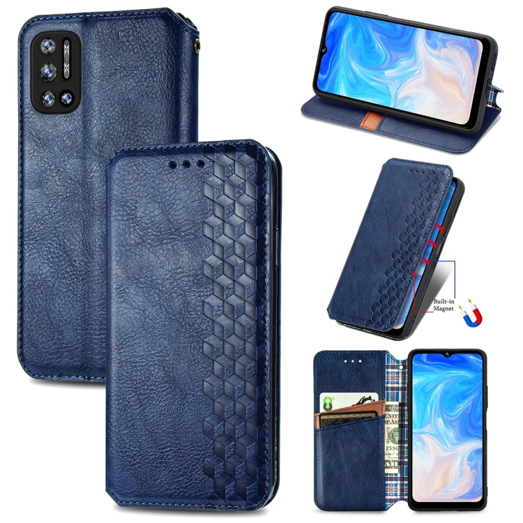 For Doogee N40 Pro Cubic Grid Pressed Horizontal Flip Magnetic Leather Case with Holder & Card Slots & Wallet(Blue) - More Brand by PMC TechLife | Online Shopping South Africa | PMC TechLife | Buy Now Pay Later Mobicred