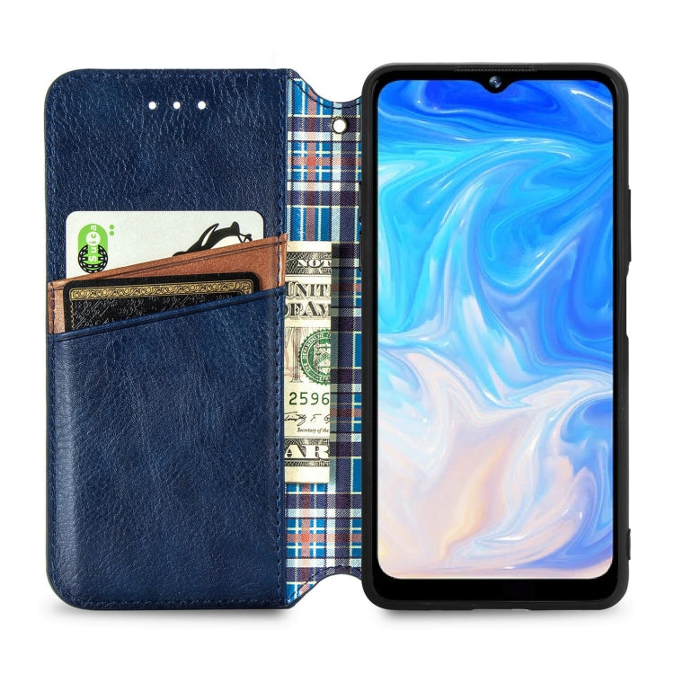 For Doogee N40 Pro Cubic Grid Pressed Horizontal Flip Magnetic Leather Case with Holder & Card Slots & Wallet(Blue) - More Brand by PMC TechLife | Online Shopping South Africa | PMC TechLife | Buy Now Pay Later Mobicred