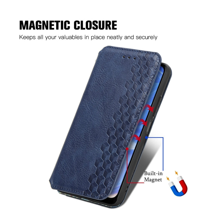 For Doogee N40 Pro Cubic Grid Pressed Horizontal Flip Magnetic Leather Case with Holder & Card Slots & Wallet(Blue) - More Brand by PMC TechLife | Online Shopping South Africa | PMC TechLife | Buy Now Pay Later Mobicred