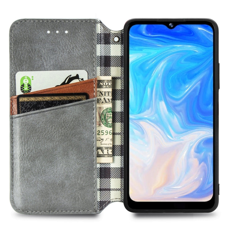 For Doogee N40 Pro Cubic Grid Pressed Horizontal Flip Magnetic Leather Case with Holder & Card Slots & Wallet(Grey) - More Brand by PMC TechLife | Online Shopping South Africa | PMC TechLife | Buy Now Pay Later Mobicred