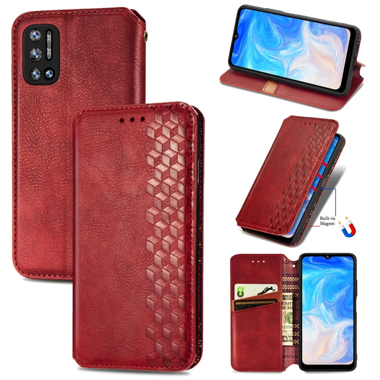For Doogee N40 Pro Cubic Grid Pressed Horizontal Flip Magnetic Leather Case with Holder & Card Slots & Wallet(Red) - More Brand by PMC TechLife | Online Shopping South Africa | PMC TechLife | Buy Now Pay Later Mobicred