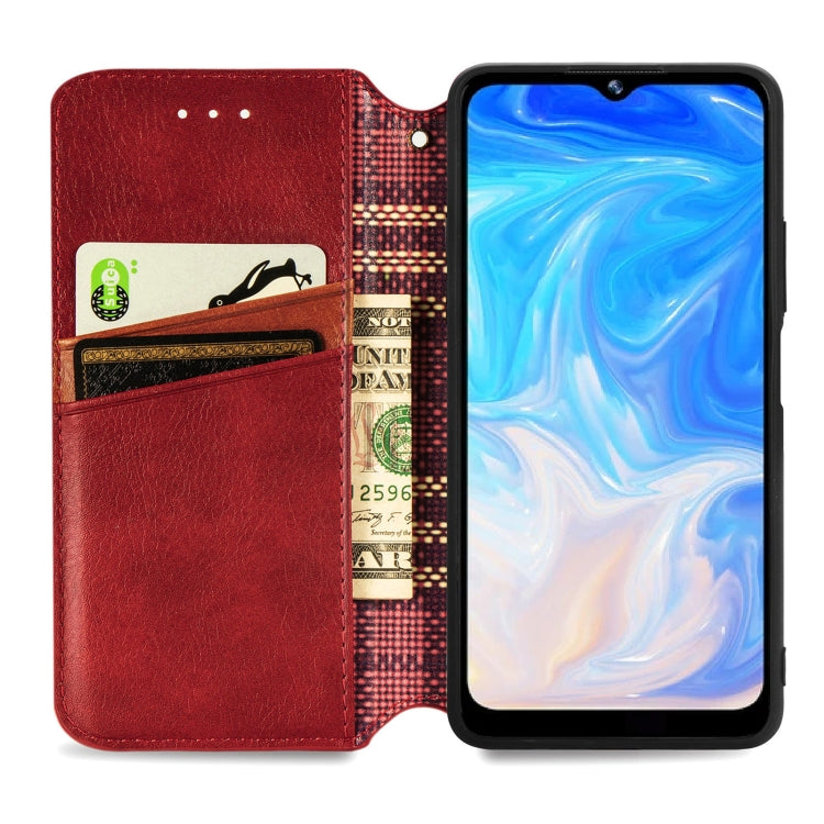 For Doogee N40 Pro Cubic Grid Pressed Horizontal Flip Magnetic Leather Case with Holder & Card Slots & Wallet(Red) - More Brand by PMC TechLife | Online Shopping South Africa | PMC TechLife | Buy Now Pay Later Mobicred