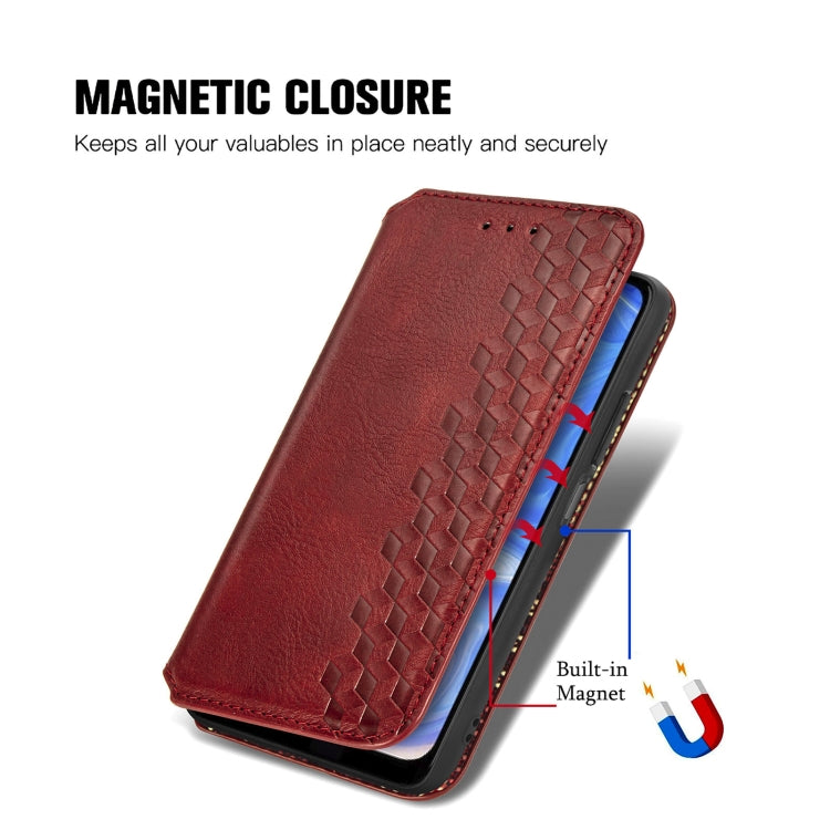 For Doogee N40 Pro Cubic Grid Pressed Horizontal Flip Magnetic Leather Case with Holder & Card Slots & Wallet(Red) - More Brand by PMC TechLife | Online Shopping South Africa | PMC TechLife | Buy Now Pay Later Mobicred