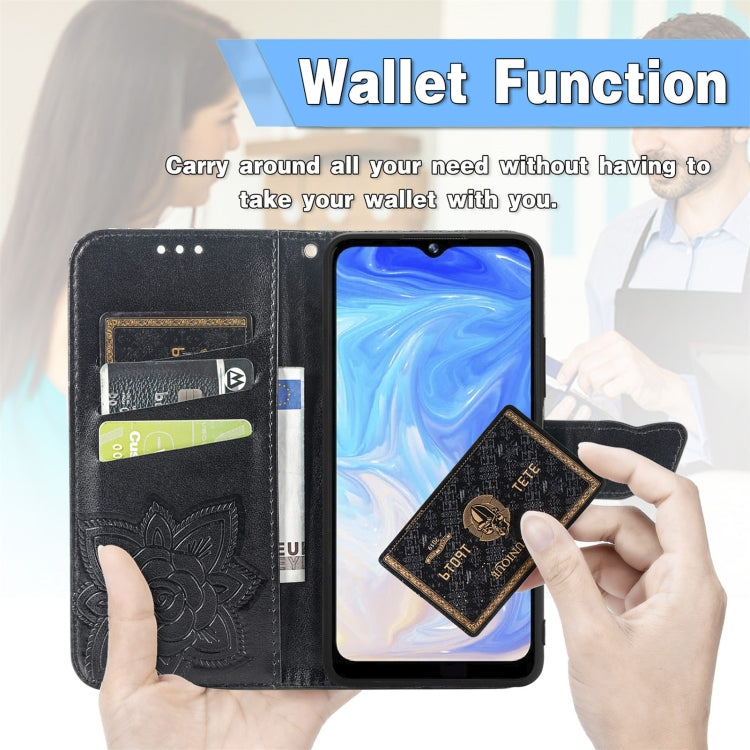 For DOOGEE N40 Pro Butterfly Love Flowers Embossed Horizontal Flip Leather Case with Holder & Card Slots & Wallet & Lanyard(Black) - More Brand by PMC TechLife | Online Shopping South Africa | PMC TechLife | Buy Now Pay Later Mobicred