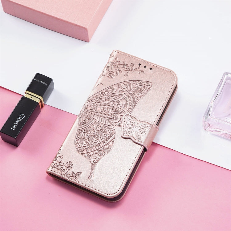For DOOGEE N40 Pro Butterfly Love Flowers Embossed Horizontal Flip Leather Case with Holder & Card Slots & Wallet & Lanyard(Rose Gold) - More Brand by PMC TechLife | Online Shopping South Africa | PMC TechLife | Buy Now Pay Later Mobicred