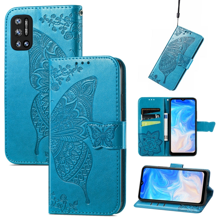 For DOOGEE N40 Pro Butterfly Love Flowers Embossed Horizontal Flip Leather Case with Holder & Card Slots & Wallet & Lanyard(Blue) - More Brand by PMC TechLife | Online Shopping South Africa | PMC TechLife | Buy Now Pay Later Mobicred