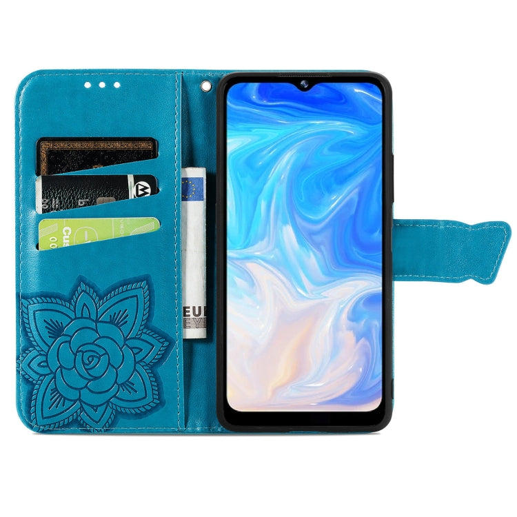 For DOOGEE N40 Pro Butterfly Love Flowers Embossed Horizontal Flip Leather Case with Holder & Card Slots & Wallet & Lanyard(Blue) - More Brand by PMC TechLife | Online Shopping South Africa | PMC TechLife | Buy Now Pay Later Mobicred