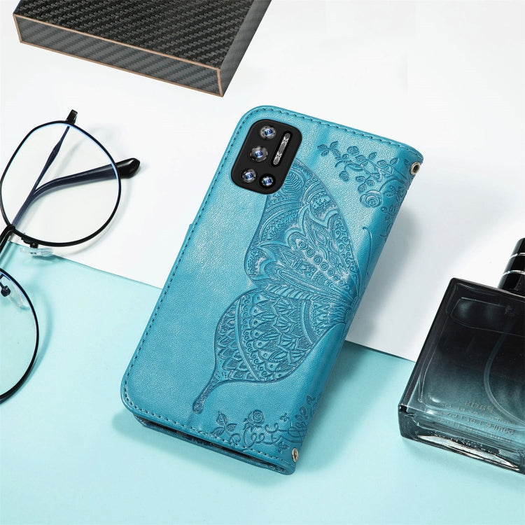 For DOOGEE N40 Pro Butterfly Love Flowers Embossed Horizontal Flip Leather Case with Holder & Card Slots & Wallet & Lanyard(Blue) - More Brand by PMC TechLife | Online Shopping South Africa | PMC TechLife | Buy Now Pay Later Mobicred