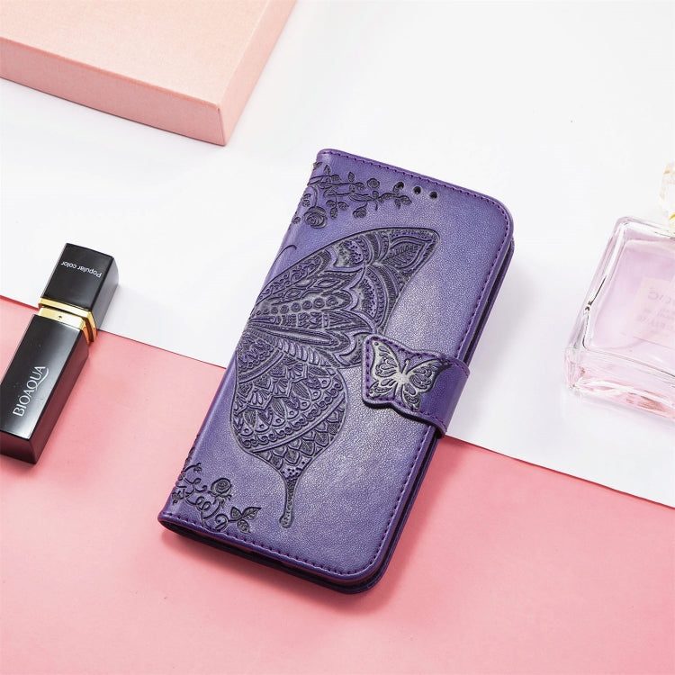 For DOOGEE N40 Pro Butterfly Love Flowers Embossed Horizontal Flip Leather Case with Holder & Card Slots & Wallet & Lanyard(Dark Purple) - More Brand by PMC TechLife | Online Shopping South Africa | PMC TechLife | Buy Now Pay Later Mobicred