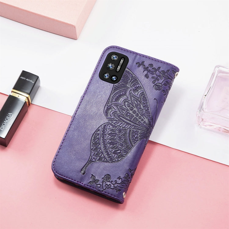 For DOOGEE N40 Pro Butterfly Love Flowers Embossed Horizontal Flip Leather Case with Holder & Card Slots & Wallet & Lanyard(Dark Purple) - More Brand by PMC TechLife | Online Shopping South Africa | PMC TechLife | Buy Now Pay Later Mobicred