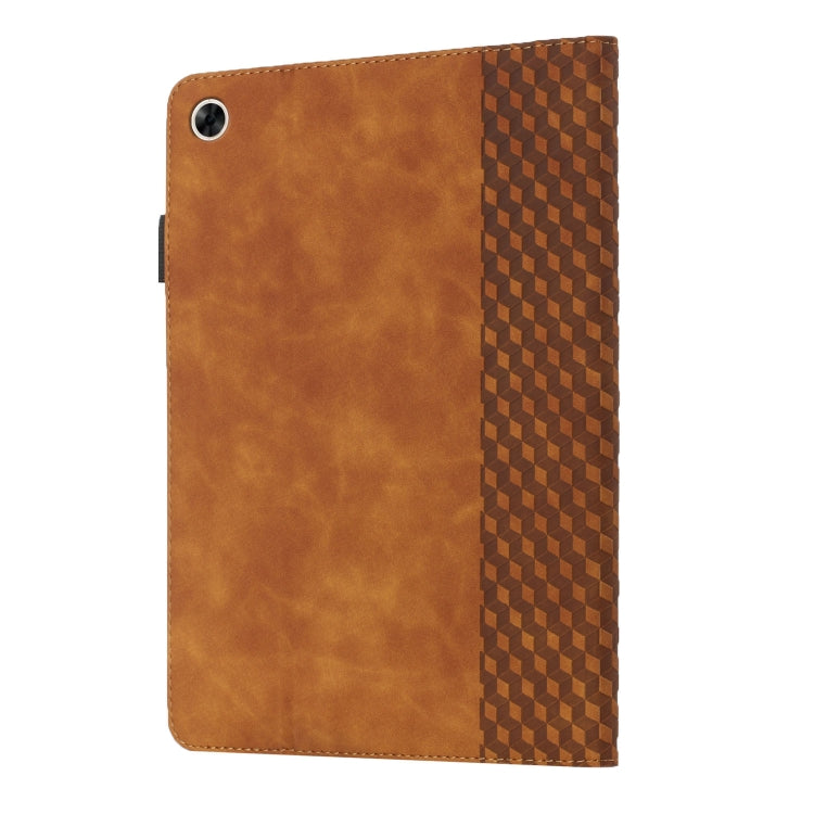 For OPPO Realme Pad Rhombus Skin Feel Horizontal Flip Tablet Leather Case with Card Slots & Holder(Brown) - Realme by PMC TechLife | Online Shopping South Africa | PMC TechLife | Buy Now Pay Later Mobicred