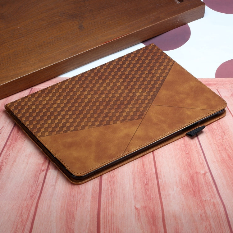 For OPPO Realme Pad Rhombus Skin Feel Horizontal Flip Tablet Leather Case with Card Slots & Holder(Brown) - Realme by PMC TechLife | Online Shopping South Africa | PMC TechLife | Buy Now Pay Later Mobicred