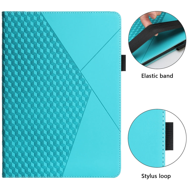 For OPPO Realme Pad Rhombus Skin Feel Horizontal Flip Tablet Leather Case with Card Slots & Holder(Lake Blue) - Realme by PMC TechLife | Online Shopping South Africa | PMC TechLife | Buy Now Pay Later Mobicred